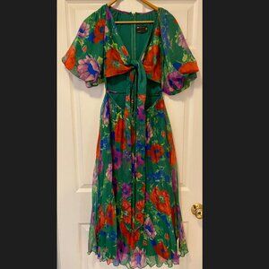 Floral Tie-front midi dress